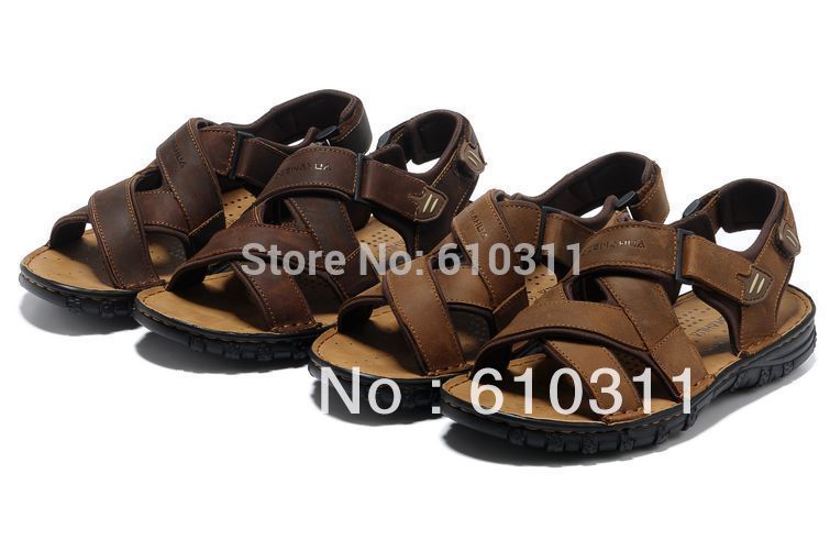 men gladiator sandals Mad cow leather beach shoes man cheap Sandals ...