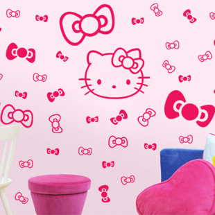 hellokitty cartoon bow  hello kitty bedroom wallpaper  tv wall