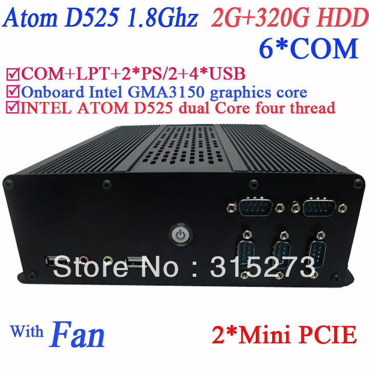 Mini PCs with 6 RS232 windows XP or 7 or linux 2G RAM 320G HDD Intel