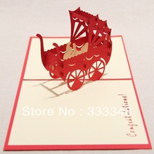 Transporte artesanal bebê 3D aparecer dobrar decoupage cartão, convites do partido G63(China (Mainland))