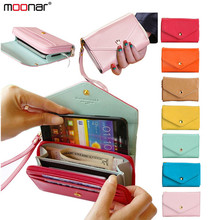 Candy Color PU Leather Phone Cover Fashion Multifunctional Envelope Wallet Purse Clutch Bag Smartphone Case for