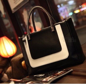 2014 bags female fashion black and white elegant knitted handbag trend of the brief women s