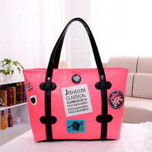 New arrival 2013 paragraph bags female fashionable casual fashion color block badge big bag handbag women’s handbag