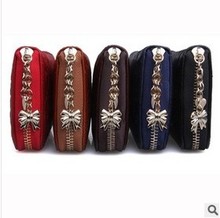 New 2014women wallets michael change bowknot purses desigual genuine leather wallet print vintage Clutch brand female