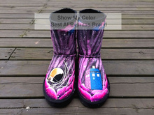 Womens Snow Boots for Winter Doctor Who Hand Painted Waterproof Paints Sheepskin Boots for Snow