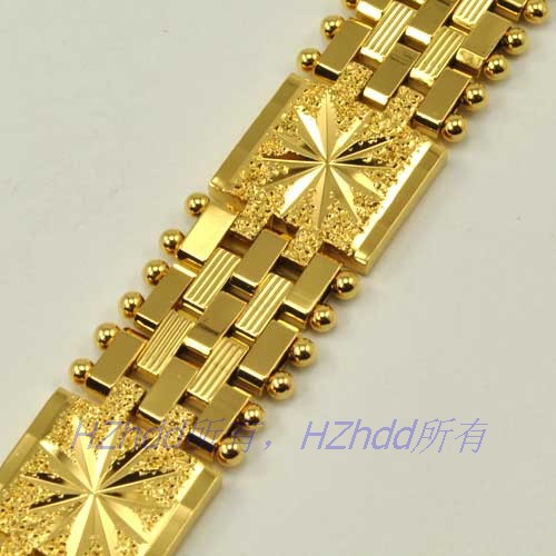 7 9 inch 12mm 26g REAL MEN 18K YELLOW GOLD PLATED BRACELET STAR SOLID FILL GP