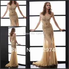 Custom Made Jasz Couture Crystal Sexy Sweetheart Sheer Tulle Floor Length  Prom Dresses Gold Evening Dress Party Dress Gown