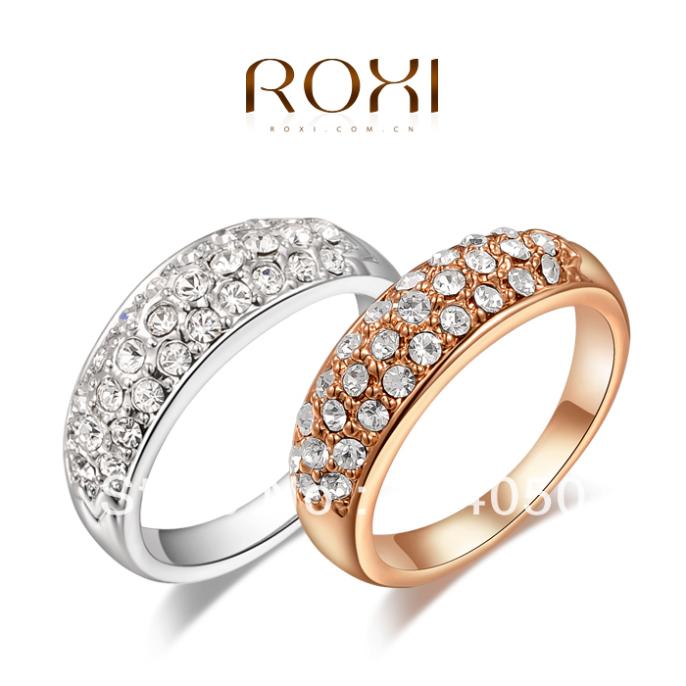 11 11 sale ROXI clear crystal 18K Gold platinum plated women ring fashion jewelry Genuine Austrian
