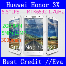 New 5.5 inch Huawei Honor 3X 3G Smartphone IPS 1280×720 MTK6592 Octa Core 1.7GHz Android 4.2 2G RAM 8G ROM 13.0MP WiFi GPS/Eva
