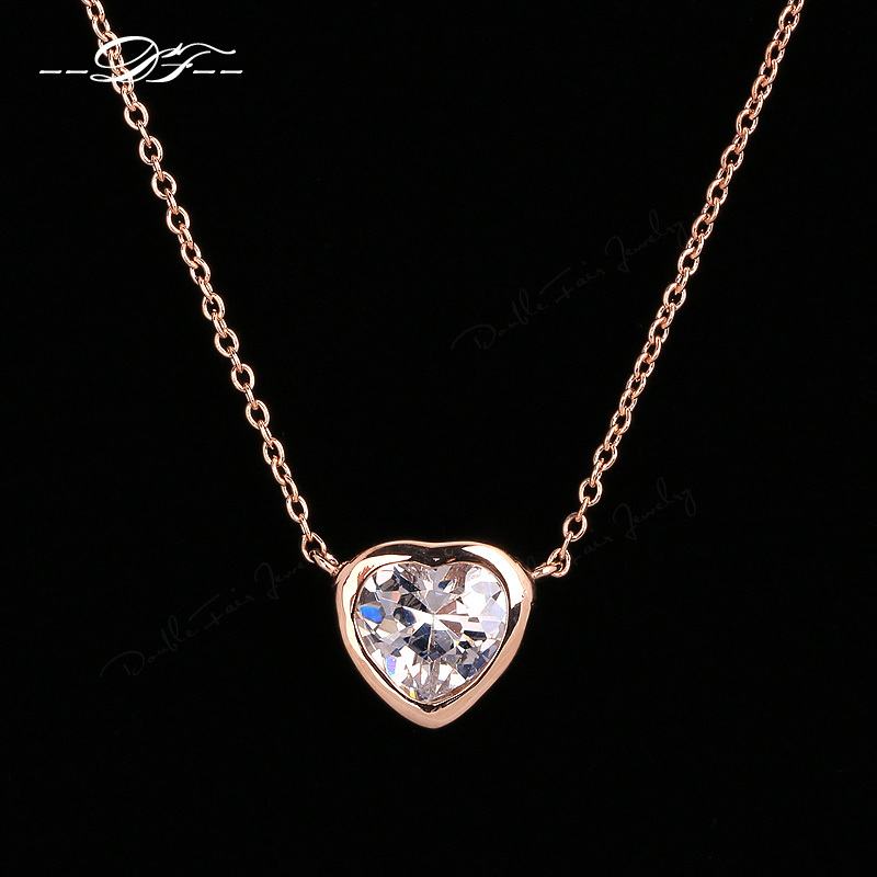 Hot Sale Love Heart Designer CZ Diamond Charms Party Necklace pendants 18K Platinum Plated Wedding Jewelry
