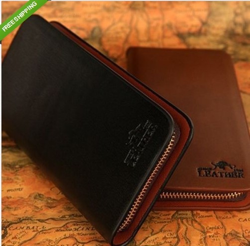 Hot Sales 2015 New Brand Men's Casual Long Wallet Genniune Leather