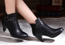 2014 spring and autumn Genuine Leather fashion shoes women’s high heel motorcycle boots