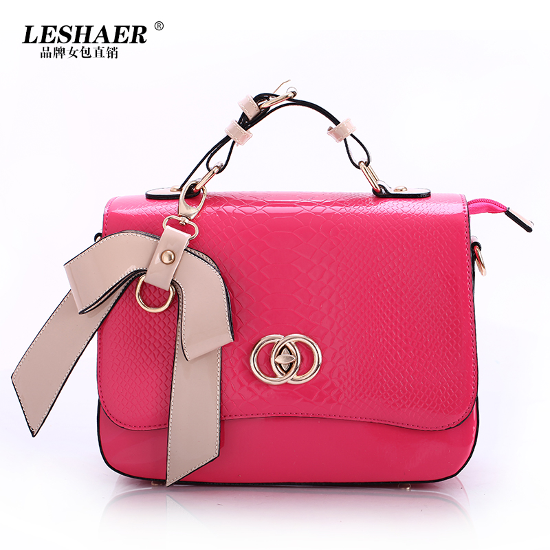 The messenger bag candy japanned leather crocodile pattern handbag women s female bag portable messenger bag