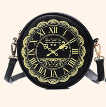 Round Shape Retro Clock Print Mini Shoulder Bags Lady Woman’s Travel Messenger Bags