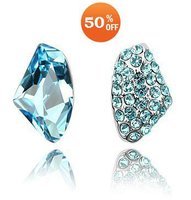 6 colors good quality white gold plated crystal fashion stud earrings jewelry for women 39H01