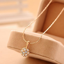 David jewelry wholesale X238  crystal ball pendant transfer bead necklace female small chain necklace necklaces & pendants