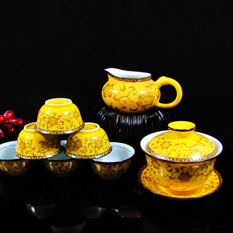2014 ceramic gold flower 10 set 1300 kung fu tea