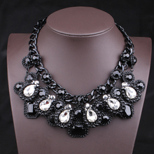 Free shipping hot sale new arrive statement necklace black crystal choker necklace high quality vintage jewelry for women