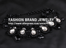 Free shipping hot sale new arrive statement necklace black crystal choker necklace high quality vintage jewelry