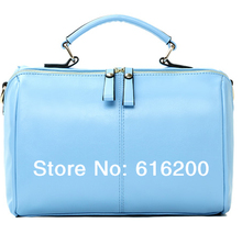Retro Woman s Shoulder Handbag Soft PU Double Zipper Pure Five Colors