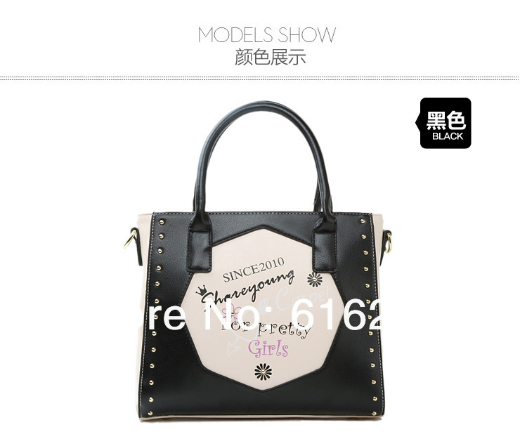 2014 Rivet Design Printing Woman PU Leather Handbags Multifunction Shoulder Bag Woman Messenger Bags Two Colors