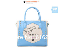 2014 Rivet Design Printing Woman PU Leather Handbags Multifunction Shoulder Bag Woman Messenger Bags Two Colors