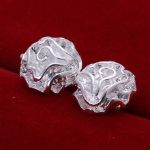 New Wholesale Fashion 925 Silver Beautiful Earring Rose Flower Style Ring 925 Sterling Silver Earrings Free Shipping E001