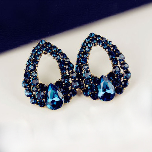 Fashion-elegant-drop-shape-crystal-earrings-Navy-blue-crystal-earrings ...