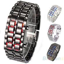 2013 New Fashion Men Women Lava Iron Samurai Metal LED Faceless Bracelet Watch Wristwatch Stainless Steel Novelty Item for Gift