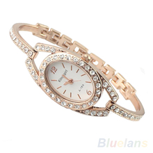 Fashion Minimalism Ladies Women Rhinestone Watch Golden Stainless Steel Wrist Watches Items