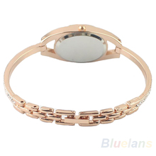 Fashion Minimalism Ladies Women Rhinestone Watch Golden Stainless Steel Wrist Watches Items 096X