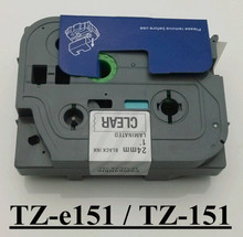 TZ151 compatible for brother p-touch printers, 24mmx8m black on clear tape, label cartridge, ribbon cartridge, laminated