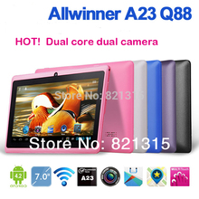 Cheap 7 inch Android Tablet PC Allwinner A23 Q88 Pro Dual Core Android 4.2 WIFI 512MB 4GB with Dual camera Free shipping+ gifts