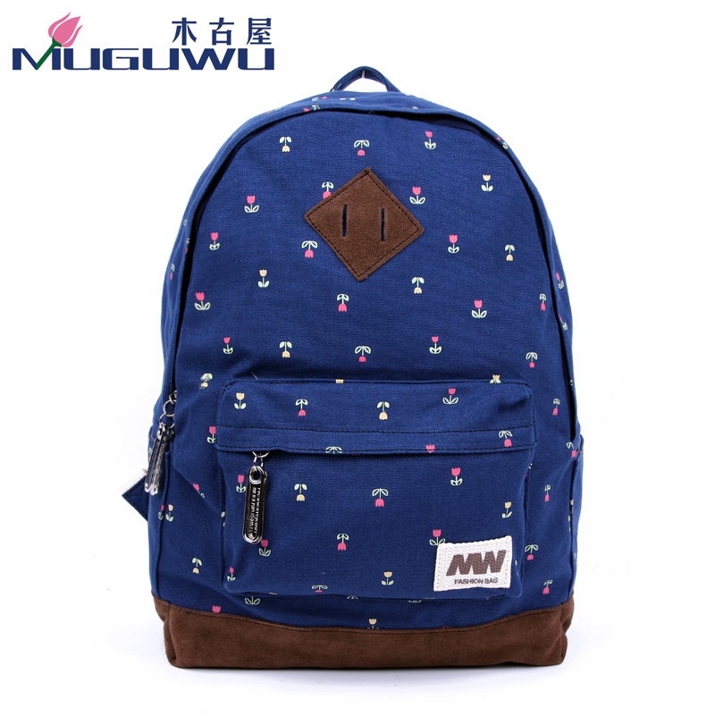 preppy style canvas backpack middle school students school bag ...