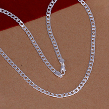 Promotion price,Fashion Jewelry,925 silver plated 4MM 22inches men’s Chain Necklace,Wholesale 925 silver Jewelry