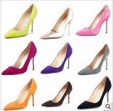 Freeshipping2014 New Fashion Women’s varies of color patent leather or flock thin Women’s Pumps  Sexy Women shoes Plue Size33-41