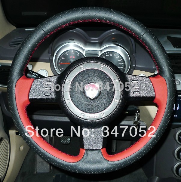 stitched Black Red High Quality Leather Winter Lotus L3 Steering Wheel ...