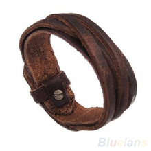 Men Women Unisex Multi thong braided thin Genuine Leather Bracelet wristband Jewelry Items 0A7S