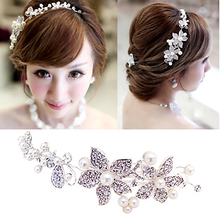 Bride pearl soft chain hair accessory rhinestone flower hair accessory wedding accessories marriage accessories