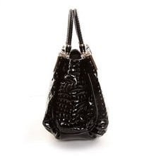 Women s handbag 2014 outfit genuine leather crocodile pattern handbag glossy Women cowhide shoulder bag