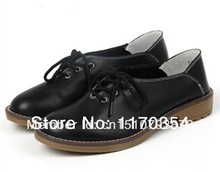 Free Shipping 2014 New Arrival Women s British Style Shoes Genuine Leather Shoes Vintage Flats Shoes