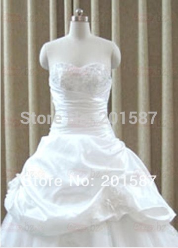 wedding dress bridal gown evening Prom Strapless pleated ruffle Fold strapless