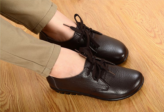 2014 women s genuine leather comfortable casual flats round toe lacing shoes