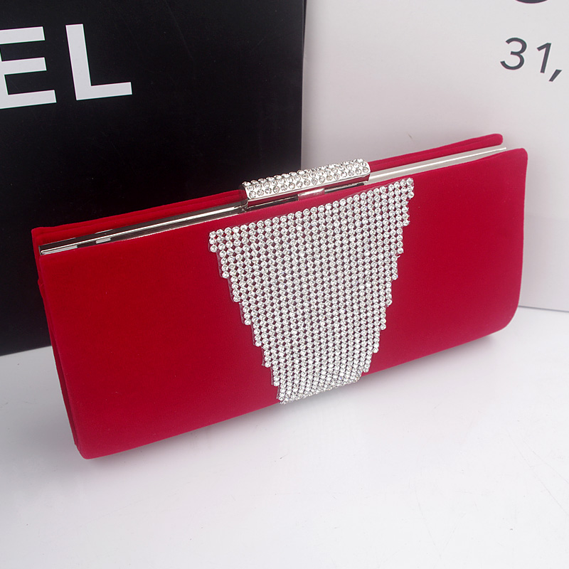 2014 diamond velvet bag dinner female the bride red one shoulder small bags formal dress free