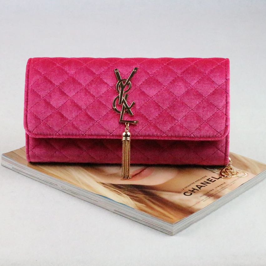 Fashion women s handbag hot selling plaid day clutch evening bag messenger bag chain flannelet women
