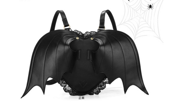 Funny bat design fashion women backpack black party children backpack ladies first choice printing backpack free