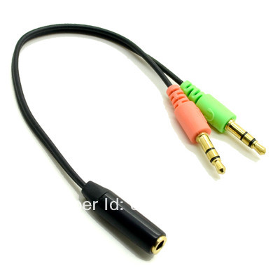 Free Shipping Smartphone Headset To PC Adapter Audio Cable 3 5mm Female To 3 5mm Dual