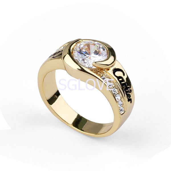 SGLOVE Wellknown Series 18K Gold Plated and 100 Austrian Crystal Interlocking Ring with Perfect Lines Radian
