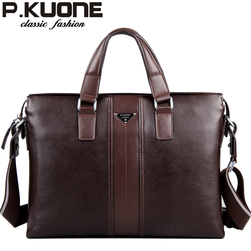 2014 New P.kuone Men Bag Brand Handbag Genuine Leather Bags Cowhide