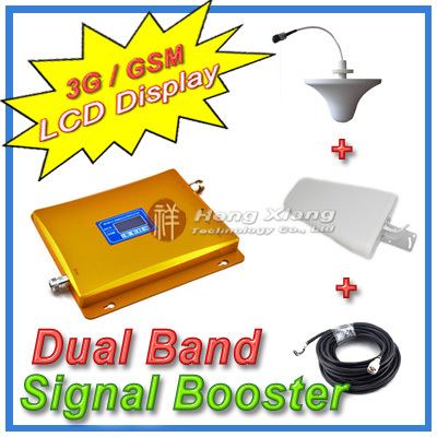 LCD Display 3G W CDMA 2100MHz GSM 900Mhz Dual Band Mobile Phone Signal Booster Cell Phone